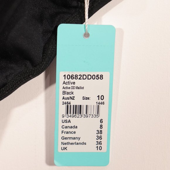 NWT Seafolly DD Active Black Maillot Size 6 (AU 10) in Black - Picture 8 of 13